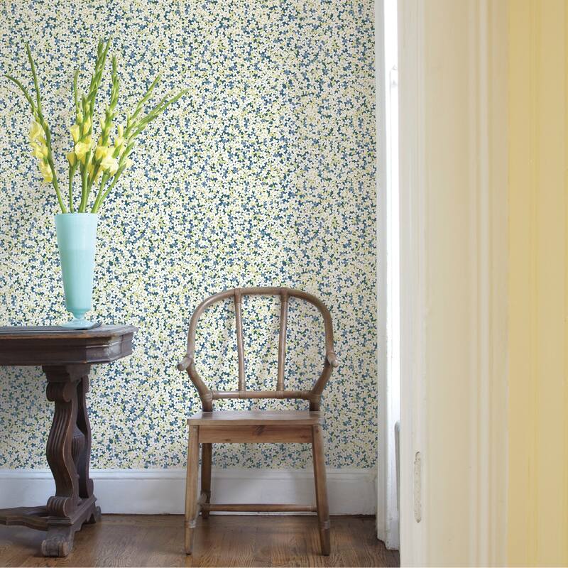 A-Street Prints Giverny Blue Miniature Floral Wallpaper