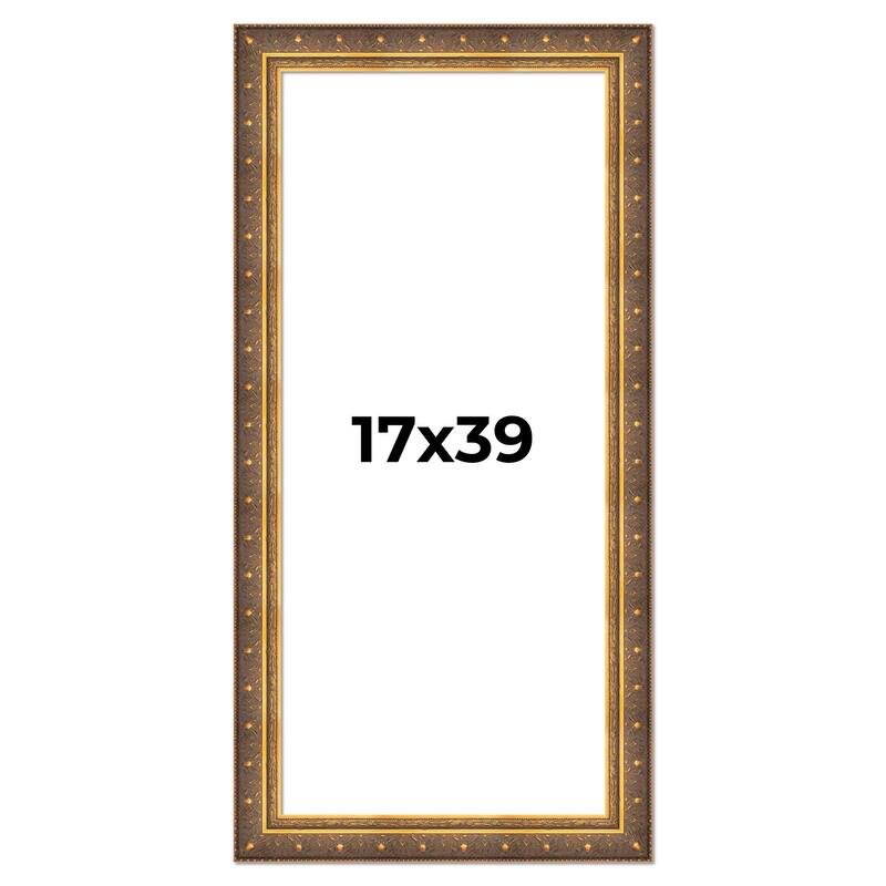 17x39 Frame Vintage Gold Solid Wood Picture Frame | 2.5 Inch Moulding