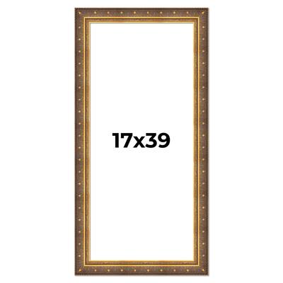 17x39 Frame Vintage Gold Solid Wood Picture Frame | 2.5 Inch Moulding