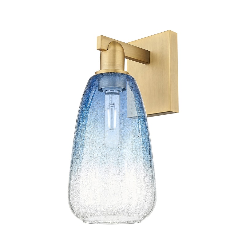 Innovations Lighting 716-1W-11-8 Brookhaven Almond Sconce Brookhaven - Brushed Brass / Sapphire Blue