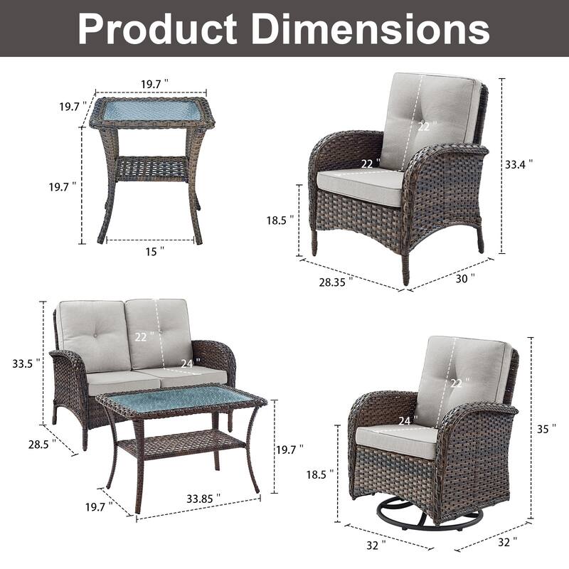 Gymojoy Outdoor Wicker Patio Furniture Loveseat and Chair Set Weather-Resistant