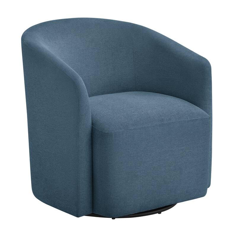 Leather Swivel Barrel Chair 30 Inch Compact 360 Degree - Dack Blue