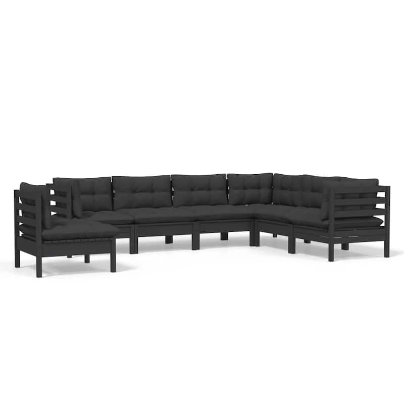vidaXL Solid Pinewood Patio Lounge Set 8 Piece with Cushions Multi Colors - 25" x 25" x 24.6"