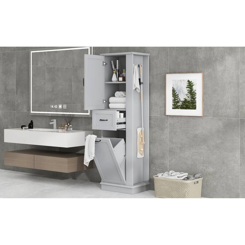 Roomfitters 67" Tall Modern Storage Cabinet with Tilt-Out Compartment and Side Hooks