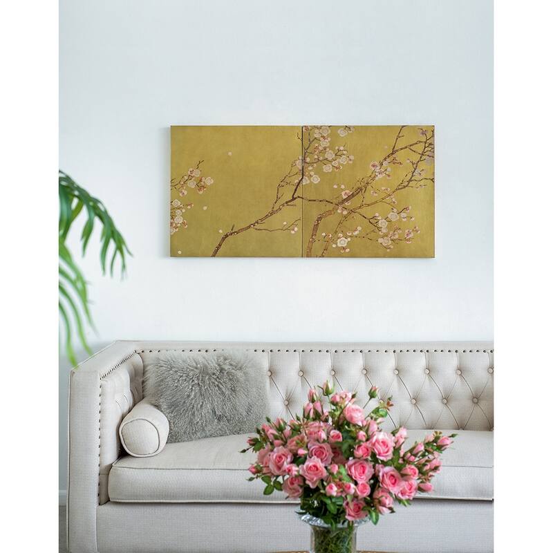 Modern Cherry Blossom Wall Decor Classic Furniture Wall Art, for Living Room, Dining Room Office, Bedroom