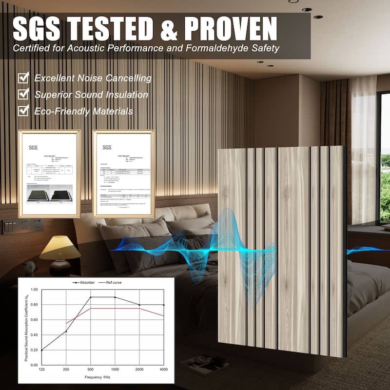 23.6" x 23.6" Wood Slat Acoustic Wall Panels for Ceiling and Wall Decor, 8-Pack (31 sq ft)