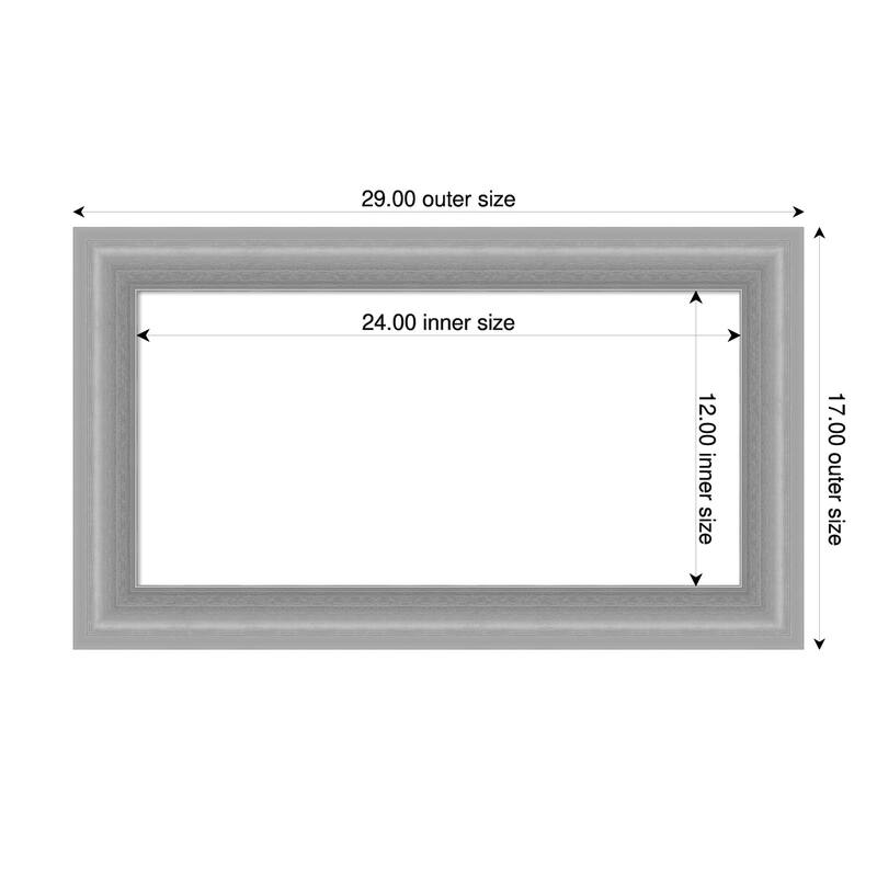Amanti Art Peak Polished Nickel Narrow Framed Dry Erase Magnetic Board - 29 x 17 in