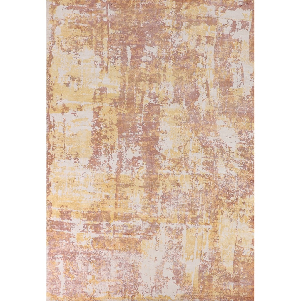 Abstract Area Rug Hand-Knotted Living Room Wool Carpet - 7'11" X 10'3"