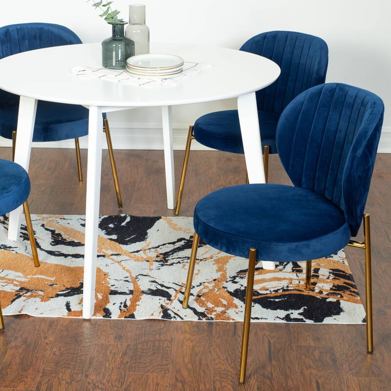 Modern Dining Set with Round Table & Velvet Tufted Chairs