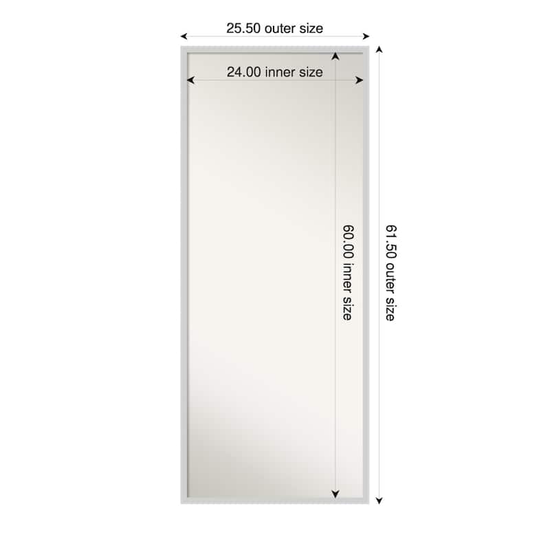Incline Non-Beveled Wood Framed Full-Length Floor Leaner Mirror - 26 x 62 in - Incline Silver