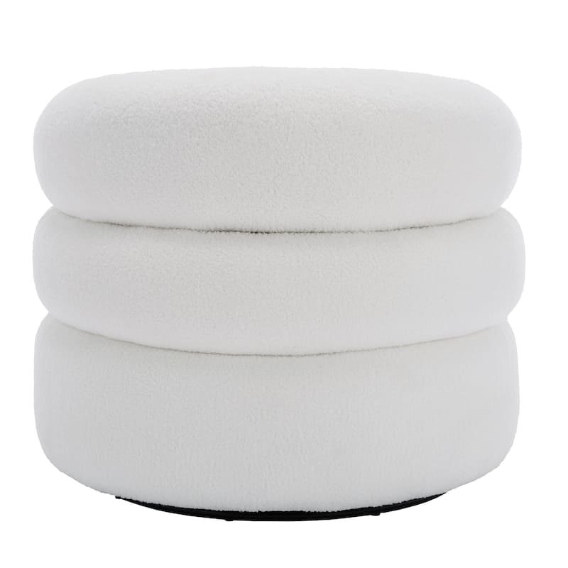 Boucle Swivel Accent Chair Round Barrel Armchair Set of 2