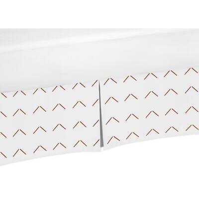 Orange Arrow Boy or Girl Crib Bed Skirt - Rust White Chevron Geometric Herringbone for Mod Dino Modern Dinosaur Boho Dinosaurs
