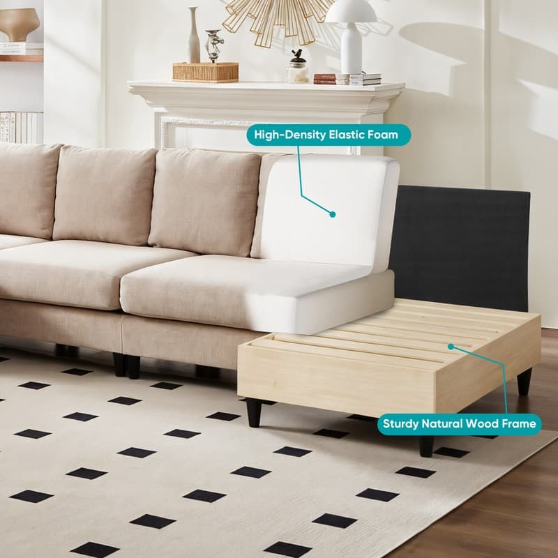 Mixoy 114inch U-Shaped Sectional Sofa,Living Room Modern Couch with Chaise,5-Seat Modular Sofa