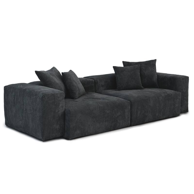 Corduroy Upholstered Deep Seat Comfy Sofa&Couches with Solid Wood Legs for Living Room