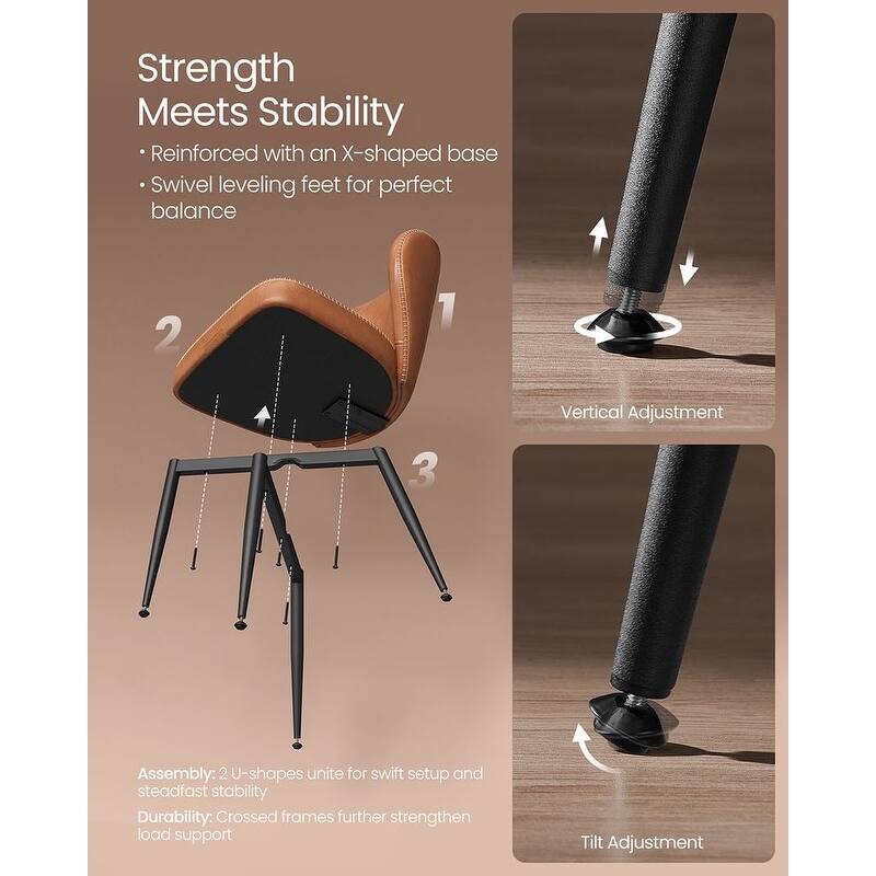 Modern Dining Chairs with Steel Frame and Synthetic Leather Padded Seat