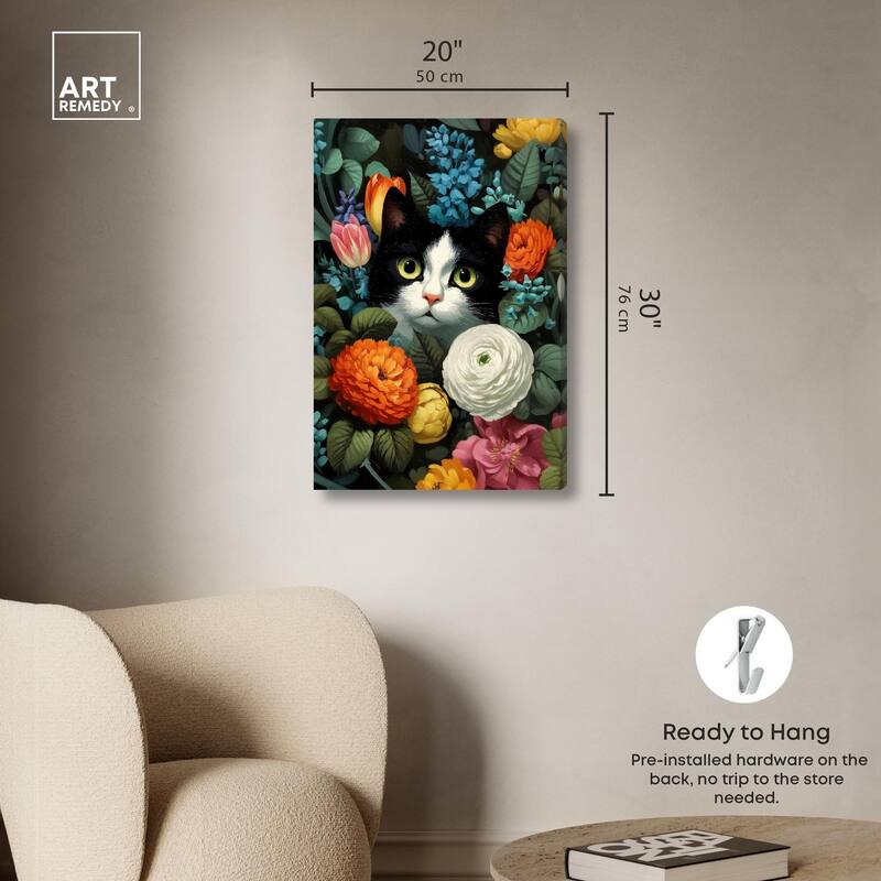 Secret Garden Cat Canvas by Art Remedy, Gallery Wrapped