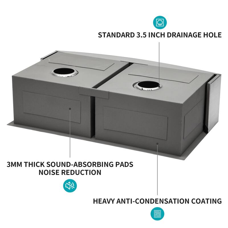 Farmhouse 16 Gauge Double Bowl Stainless Steel Kitchen Sink in Brushed Nickel