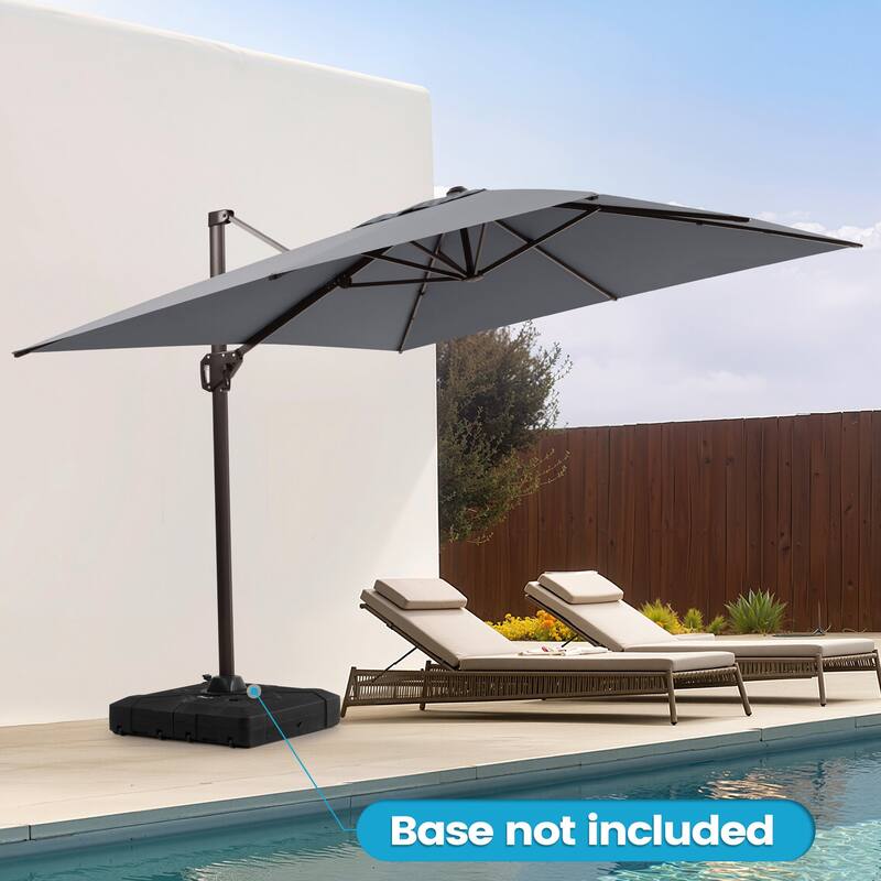 11 x 9 FT Rectangle Outdoor Premium Patio Cantilever Offset Umbrella