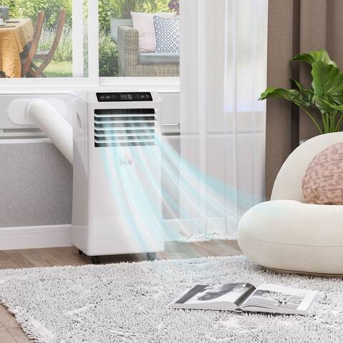 HOMCOM 10000 BTU Mobile Portable Air Conditioner with Cooling, Dehumidifier, and Ventilating with Remote Control, 2 Speed Fans