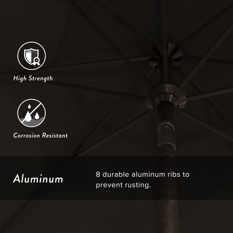 California Umbrella 7.5' Rd. Aluminum Patio Umbrella, Crank Lift with Push Button Tilt, Bronze Finish, Pacifica Fabric