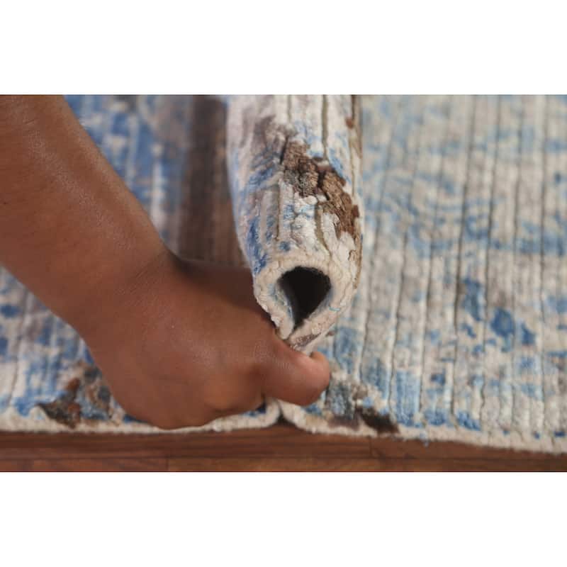 All-Over Striped Abstract Modern Accent Rug Handmade Wool Carpet - 2'8"x 4'8"