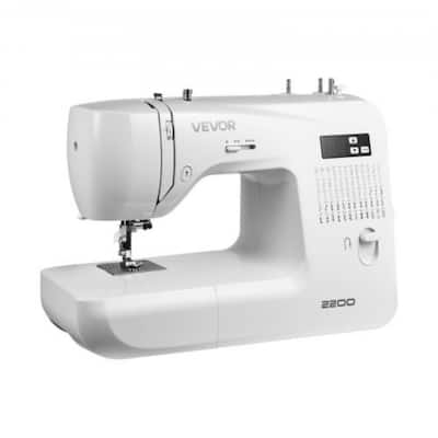 White Electronic Home Sewing Machine with 60 Built-In Stitches and LED Display High-Speed