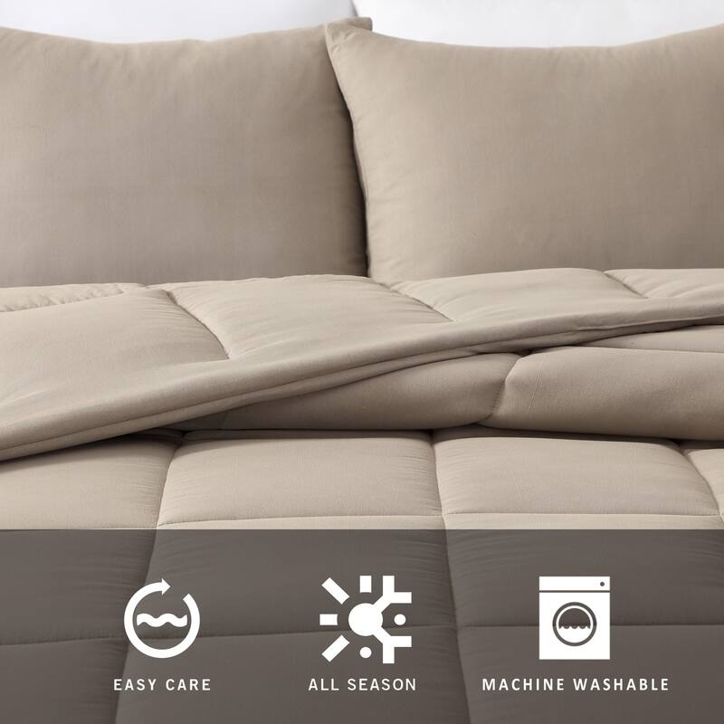 Kenneth Cole Reaction Box Stitch Stonewashed Solid Comforter Set Reversible (Brown, 5 Piece)