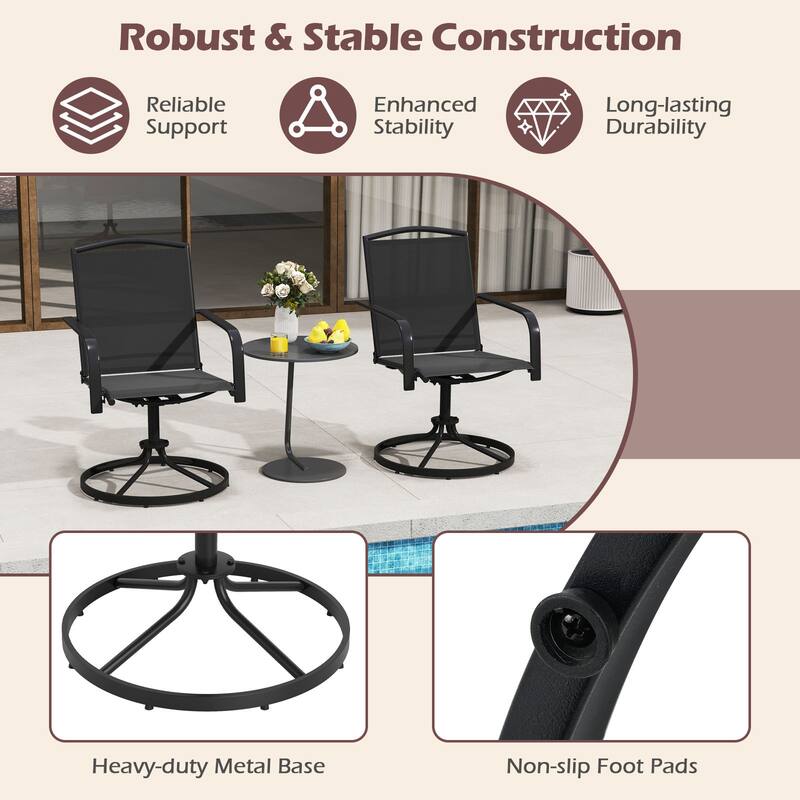 Gymax Patio Swivel Chairs Set of 4 w/ High Back & Round Metal Base for