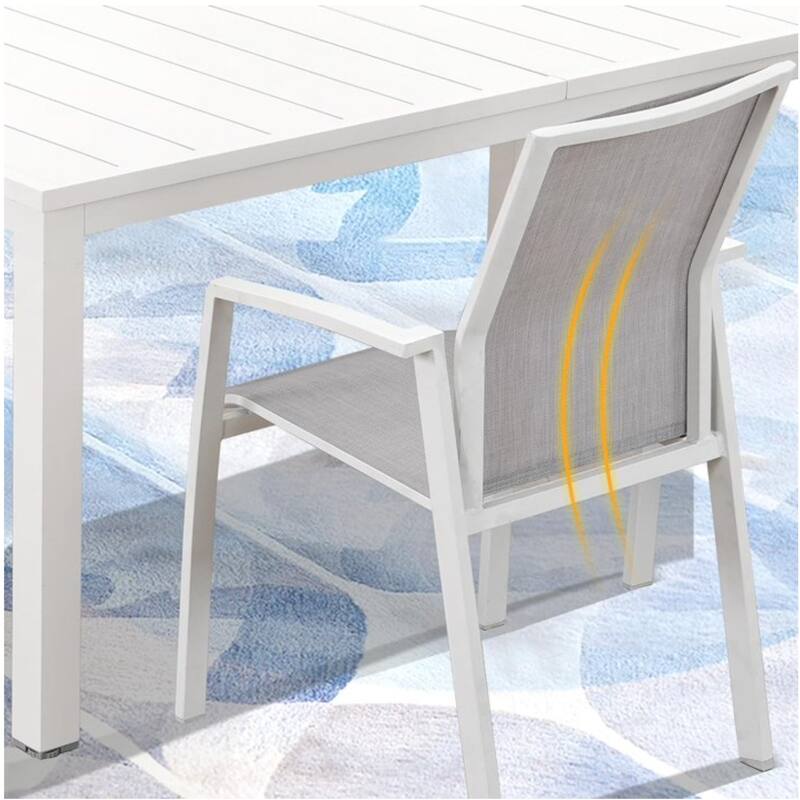 Set of 4 Aluminum Patio Dining Chairs, 22.44" Stackable Gray Chairs