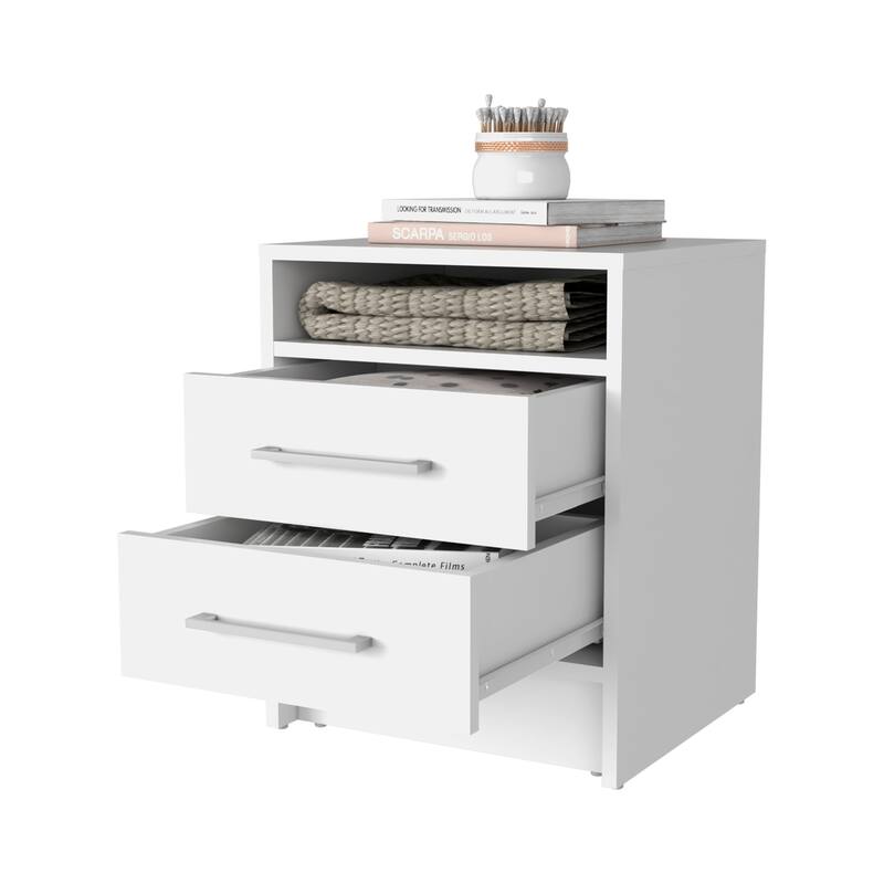 Philadelphia Nightstand with Two Drawers and Concealed Shelf