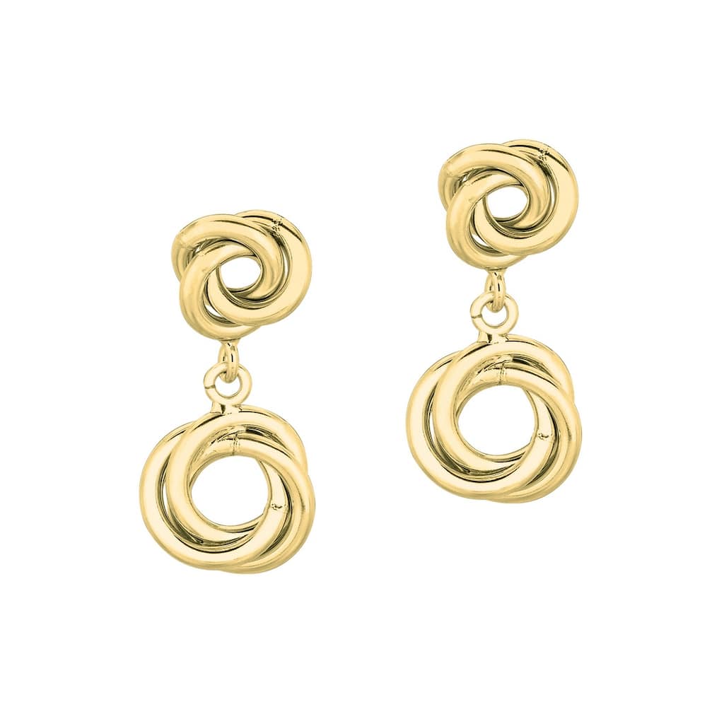 Curata 14k Yellow Gold 22x12mm Double Love Knot Dangle Post Earrings