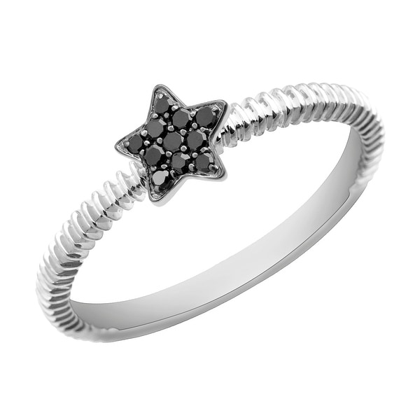 Prism Jewel 0.08Ct Round Black Diamond Star Shaped Fancy Ring