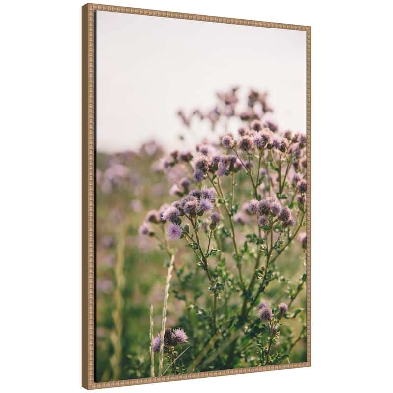 Kate and Laurel Sylvie Soft Purple Flower Blooms Framed Canvas by Patricia Hasz of Patricia Rae Photography - 23x33 - Beech