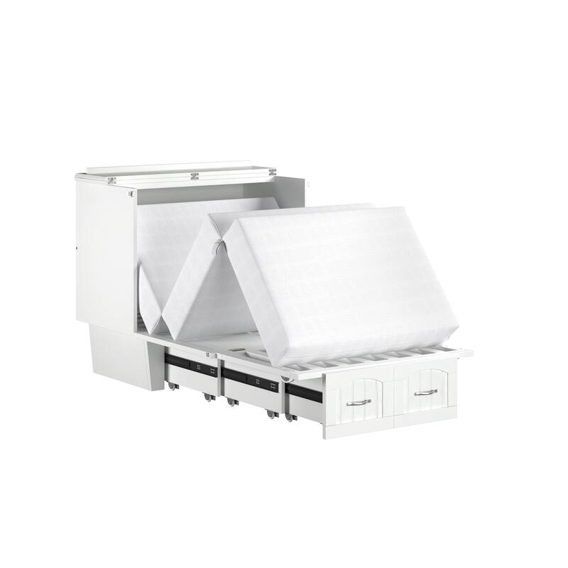 Murphy Bed Chest - Storage Drawer & USB Charger - Space Saving Furniture