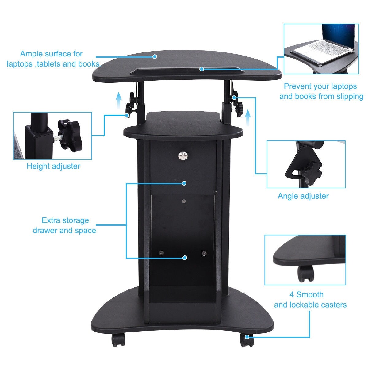 Shop Costway Height Adjustable Tilt Top Laptop Desk Table Notebook Computer Stand 32 To 46 On Sale Overstock 20489055