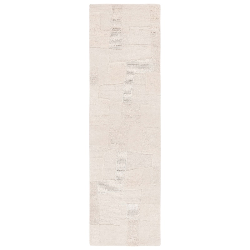 SAFAVIEH Handmade Manhattan Lizzie Modern Wool Rug - 2'3" x 8' Runner - Ivory/Beige