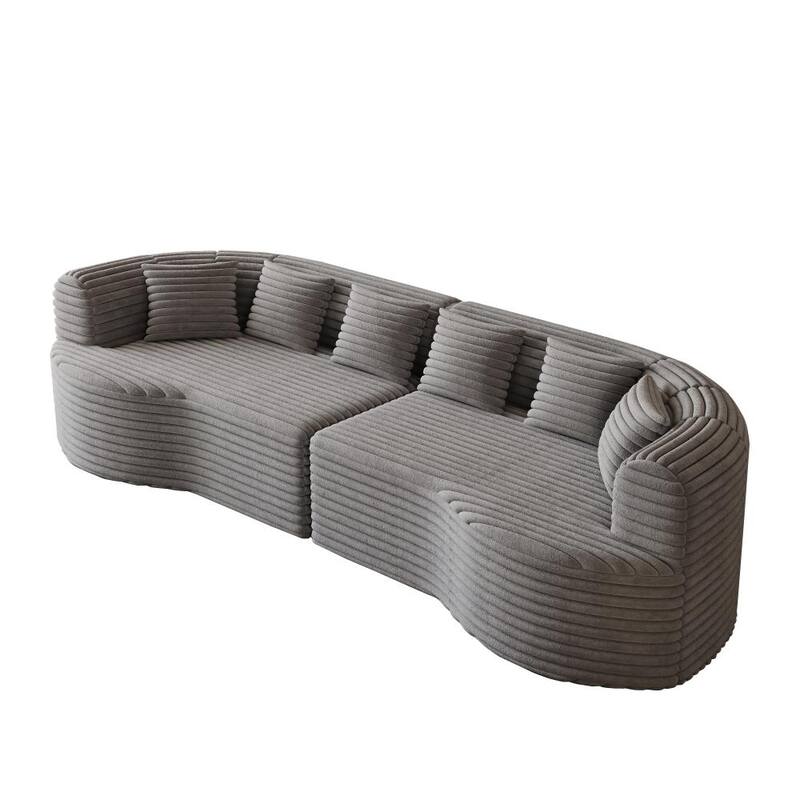 Modern Luxury Corduroy Boneless Curved Sectional Sofa with Pillows