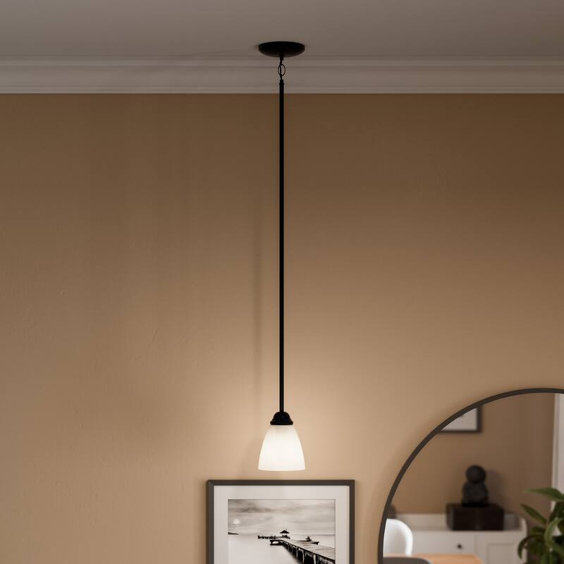 Kichler Lighting Jolie 1-Light Mini Pendant with Satin Etched Glass in Black