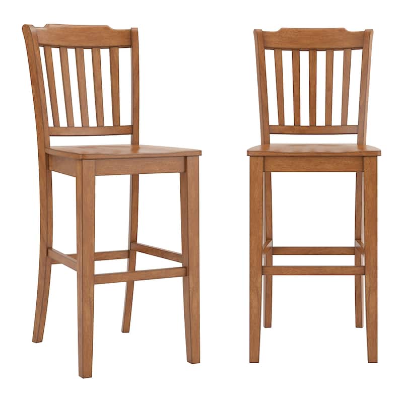 Ronda Slat Back Bar Height Chairs (Set of 2) - Oak