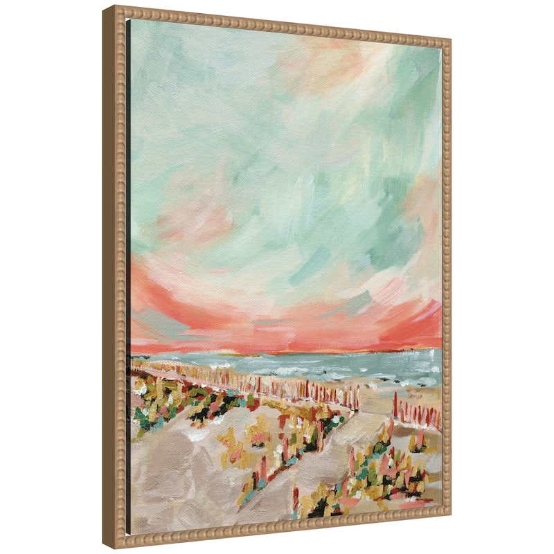 Kate and Laurel Sylvie Landscape 03 Beach Framed Canvas by Annie Quigley - 18x24 - Natural