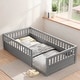 preview thumbnail 20 of 25, Twin Wooden Floor Bed Frame with Safety Fence, Low to Ground Design for Kids' Bedroom & Playroom, Easy Assembly, Natural