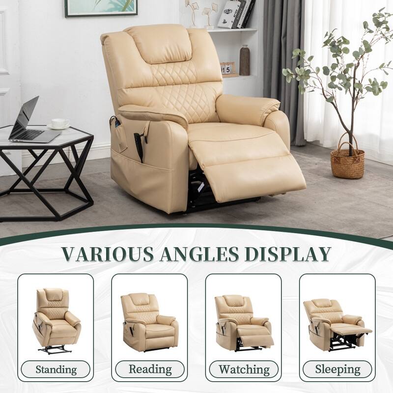 Best Choice Leather Dual Motor Power Lift Recliners - Lift Assist Recliner with Massage/Heating 400lbs