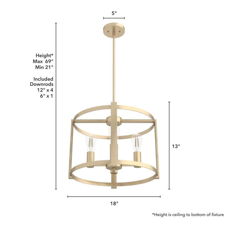 Hunter Astwood 18" 4-Light Chandelier, Caged, Kitchen Island, Dining Room, Entry - Transitional, Art-Deco, Contemporary