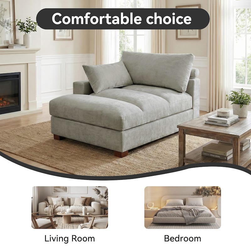 42"W Chenille Upholstered Chaise Lounge