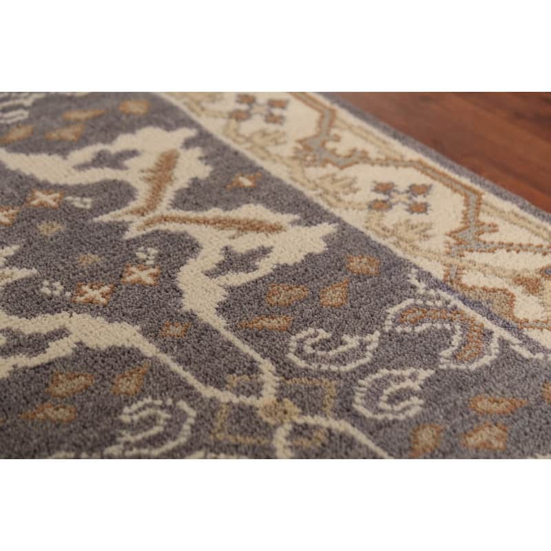 Oushak Indian Runner Rug Hand-Knotted Wool Carpet - 2'7" x 9'9"