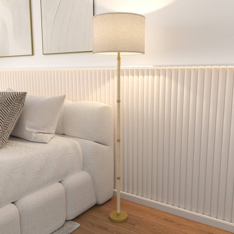Acroma 61" Traditional Floor Lamp with Drum Lampshade - 1-light