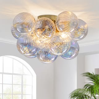 Starsky 3-Light 18in. Contemporary Glass Bubble Semi Flush Mount