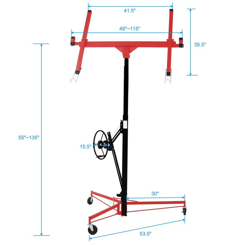 Drywall Lift Panel 11" Lift Drywall Panel Hoist Jack Lifter, RED+BLACK