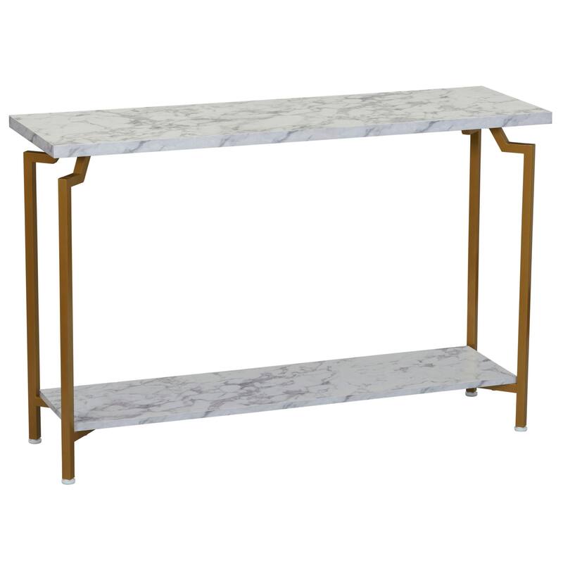 Household Essentials Console Sofa Table with Storage Shelf - White