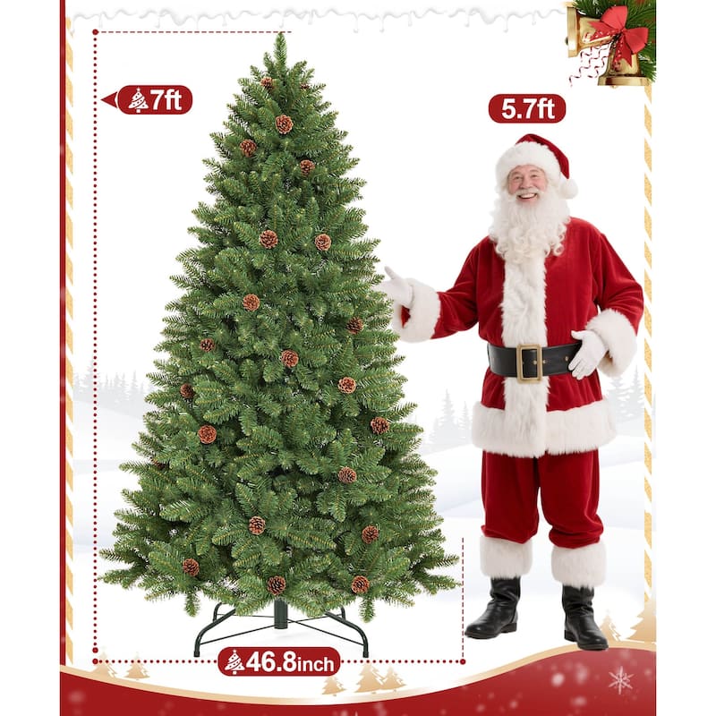 5ft/6ft/7ft Artificial Christmas Tree with Flame-retardant PVC and Metal Base